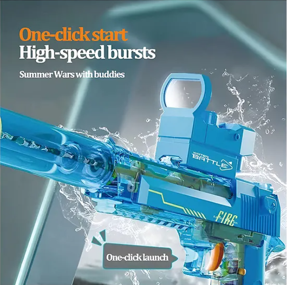 Realistic Water Gun Toys For Kids Electric Desert Eagle Water Gun Toys With LED Lights Repeater Automatic Water Spray Gun High Pressure Water Play Gun Toy - Color May Vary