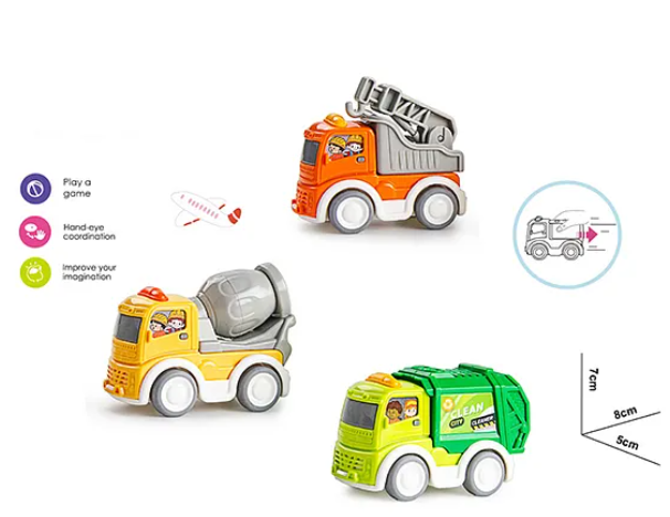 Pull Back Construction Vehicle Set Toy | Bulldozer, Mixer & Dump Truck for Kids | Fun Entertainment Kids Toys Pack of 3 - Multicolor