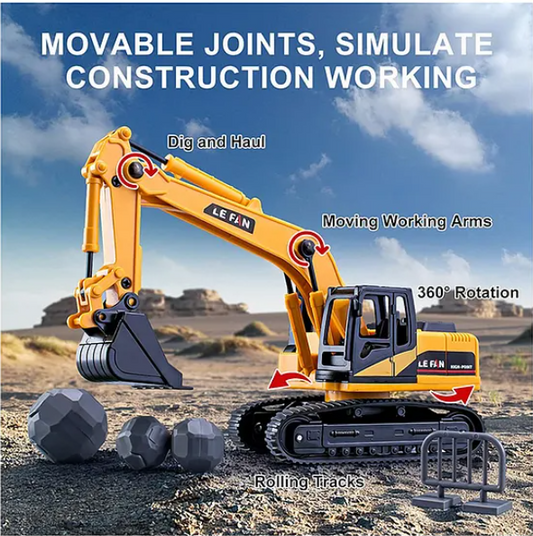 Little Engineer Mini Construction Truck with Dumper Hydraulic Excavator Bulldozer 6 Pieces - Multicolor