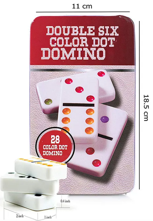 Domino Game Double Six Dot Color Dominoes 28 Pieces Domino Set For 2-4 Players Fun Entertaining Travel And Family Parties Game For Kids Adults And Friends Family Multicolor