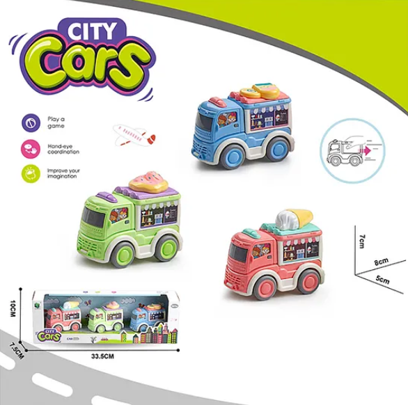 Pull-Back Food Trucks Toys for Kids | Colorful Mini Street Food Van Toy Set for Kids | Fun Entertainment Kids Toys Pack of 3 - Multicolor