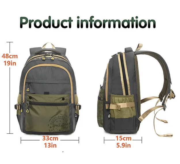 Backpacks Large Capacity Light Weight Laptop Stylish Durable Water-resistant Backpack With Adjustable Straps Premium Design Bag For School College Office Travel Hiking Backpacks (Height 18 Inch - Multicolor)
