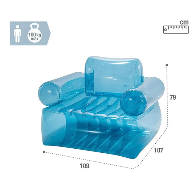 Inflatable Blue Armchair Transparent Sofa Inflatable Armchair Intex Air Furniture Blue