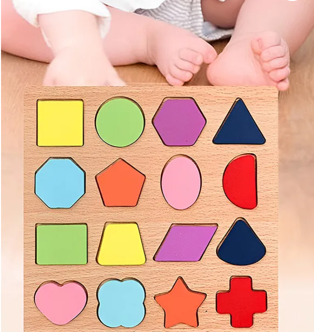 Alphabet Numeric Geometric Shaped Wooden Puzzle Game Toy For Kids Baby Early Educational Children Montessori Board Puzzle Toy (Pack of 3 - Multicolor)