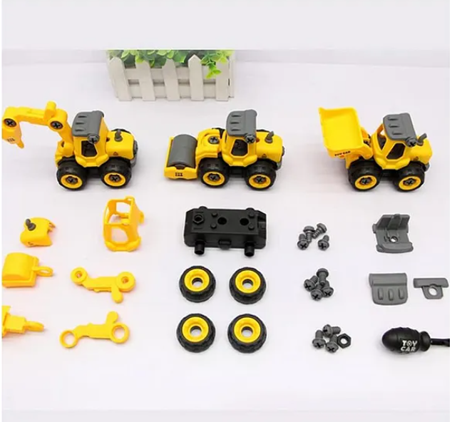 Removable And Assembly DIY Construction Engineering Car Toy With Screwdriver For Kids And Toddlers 4 Peces - Multicolor