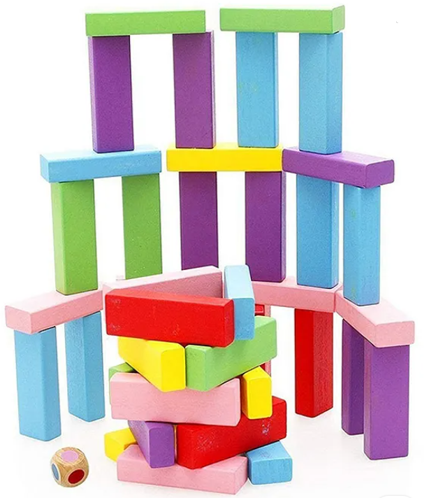 Classic Color Wooden Blocks Game Multicolor - 54 Pieces