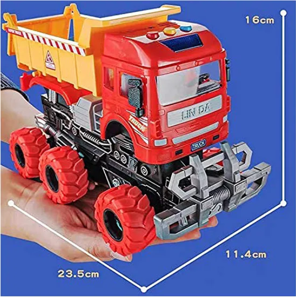Friction Powered Dumper Truck Toy - Red & Yellow