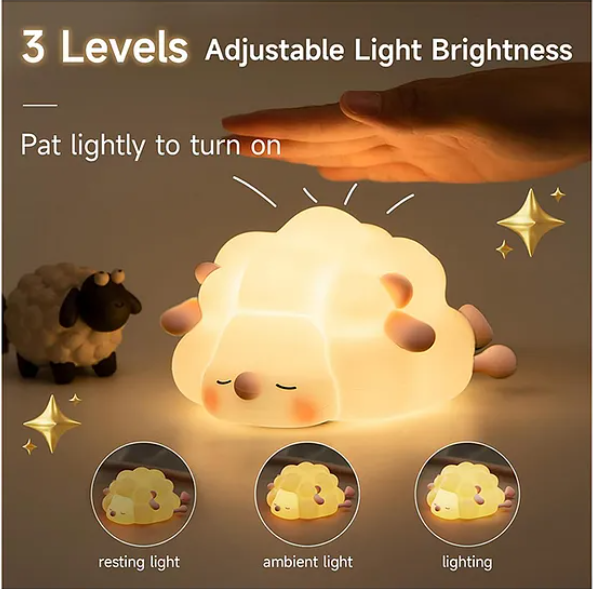 Cute Night Light For Kids Cute Sheep Design Silicon Night Light Super Cute Silicone Night Lamps Squishy LED Animal Night Light Silicone Dimmable Timed Bedside Lamp USB Rechargeable Touch Light Night Lamp (Pack of 1 Color May Vary)