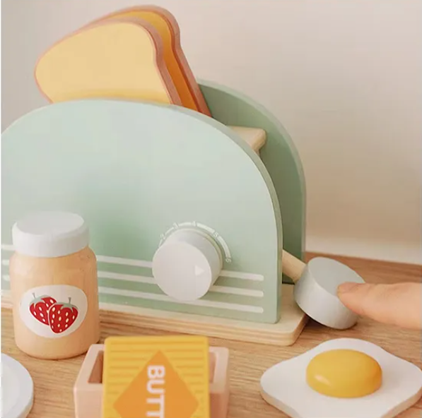 Wooden My Little Bread Maker Toys For Kids Educational Montessori Toys Fun Entertainment Enjoyable Role Pretend Play Kids Toys Multicolor