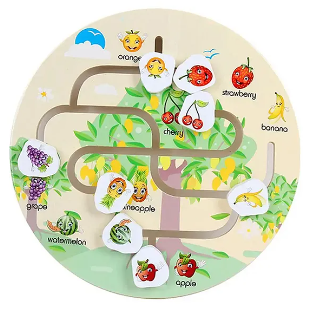 Round Wooden Fruit Maze Toys
