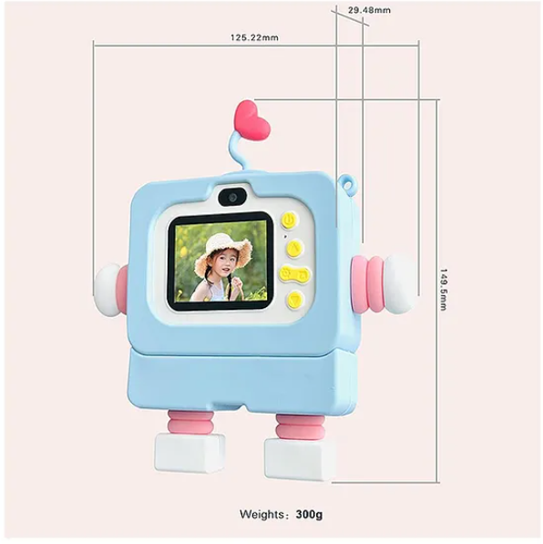Digital Handy Portable Cute Love Robot Camera Full HD 1080P 2.0 Screen with Inbuilt Games Kids Camera - Multicolor