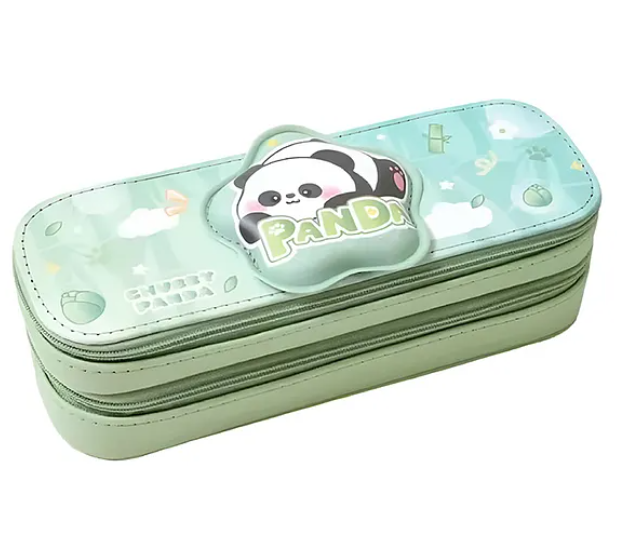 Cute Panda Pencil Pouch Cute Double Layer Large Capacity 3D EVA Stereo Pattern Pencil Case Double Layer Pencil Case Cartoon Pencil Case Student Stationery Box Suitable For School - Multicolor