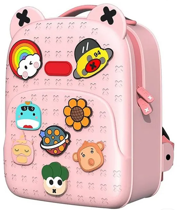 Backpack Kawaii Pinky Pink Backpack With DIY Pattern Patch Adjustable Straps Bag Premium Modern Design Bags - (Pink, Height - 14 Inch)