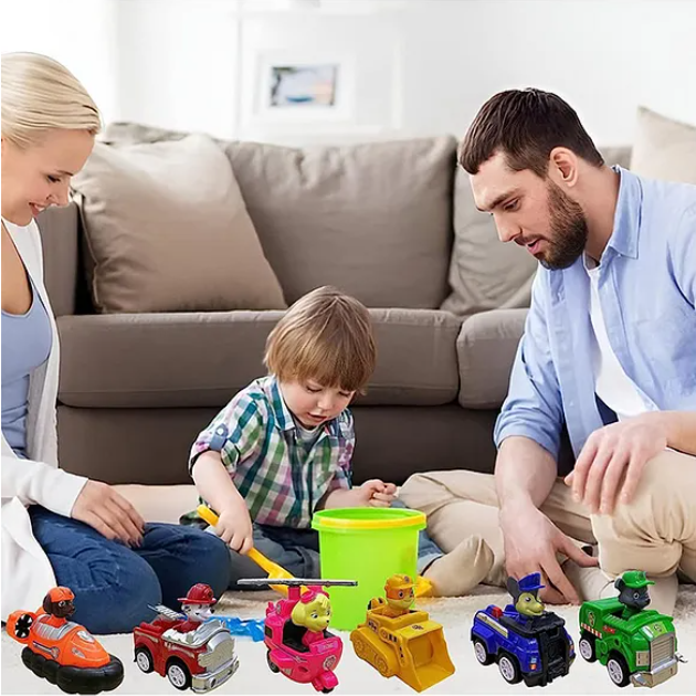 Dogs Mini Paw Patrol Pull Back Car Toy Set For Kids 6 Pieces - Multicolor