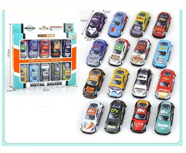 Racing Car Toys For Kids Colorful Alloy Metal Die-cast Pull Back Powered Fun Engaging 10 Pcs Multicolor