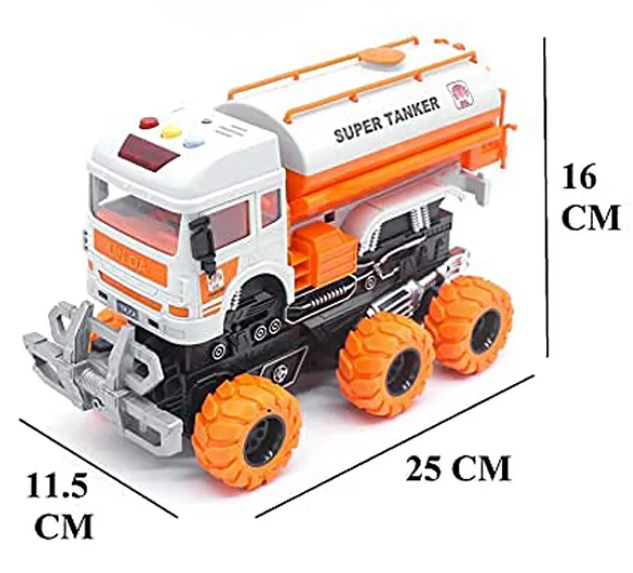 6x6 Friction Super Tanker Truck Toy - Orange