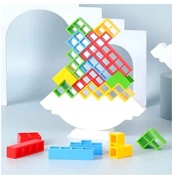 Swinging Tower Game Toys For Kids Adults Tetra Tower Stacking Blocks Toys For Kids Adults Balance Building Blocks Toys Family Fun Travel Entertainment Toys 24 pcs (Multicolor - Design May Vary)