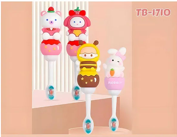 Toothbrush For Baby And Kids Cute Kawaii Cartoon Design Colorful Soft Toothbrush For Babies And Kids Extra Microfiber Soft Bristles With Silicone Grip And Spilt Bristle - (Pack of 1 Color And Design May Vary)