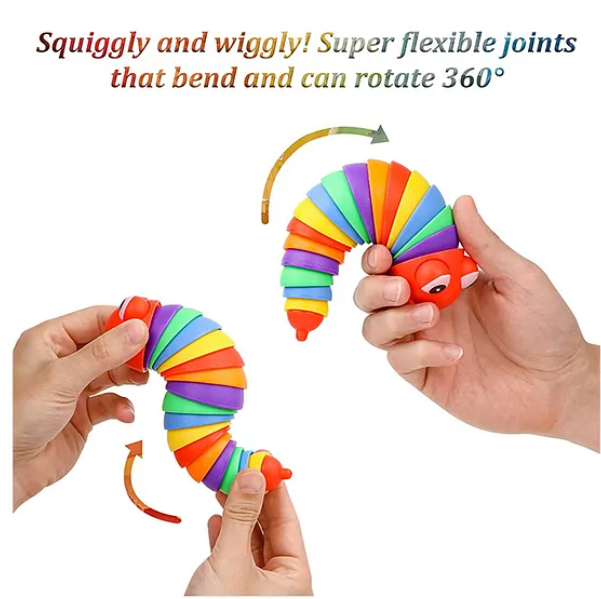 Caterpillar Finger Slug Toys for Kids Fun Sensory Play Flexible Joint Movement Colorful Vibrant Design Engaging Handheld Baby Toys (Pack of 1 Color May Vary) - Length 18 cm