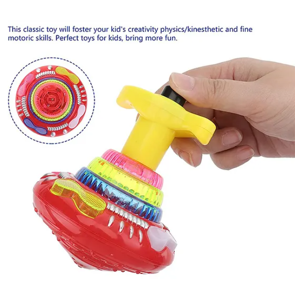 Yamama Super Spinning Launcher Top With Flashing Led Light and Music Electric - Green