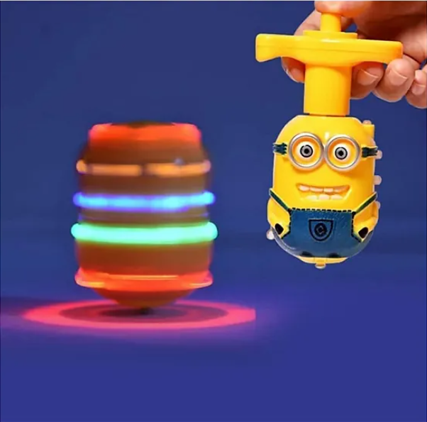 Minion Flashing Spinning Tops With LED Lights And Music For Kids - Multicolor