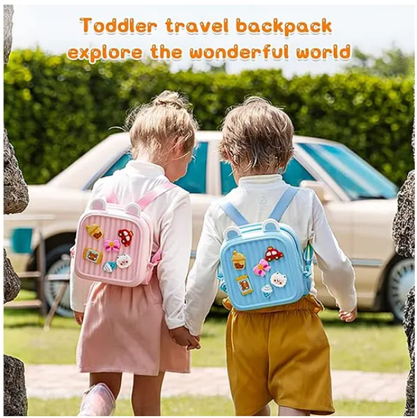 Stylish Kids Cartoon Backpack Lightweight, Durable, and Easy to Clean School bag, picnic bag for Kids (Pack of 1 Color May Vary) - Height 11.4 Inches