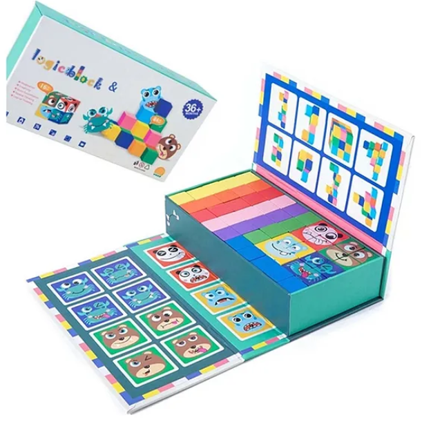 Rubik's Cube And Logic Blocks Toys Educational Face Changing Cube Block Shape Recognition Hand-eye Coordination Kids Toys - Multicolor