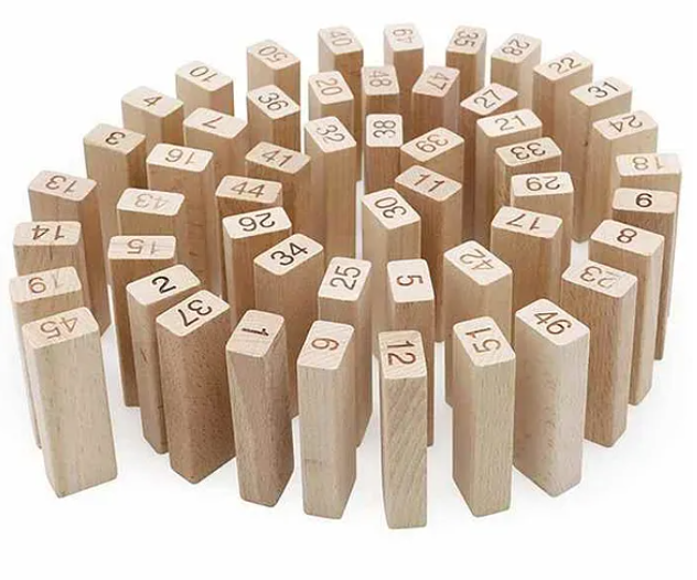 Wooden Building Block with Dice Brown - 51 pieces
