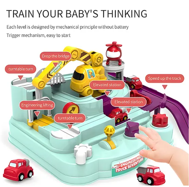 Car Engineering Truck Adventure Race Track Toys For Kids With Parking Lot-Playsets Simulating Car Toys For Kids Multicolor
