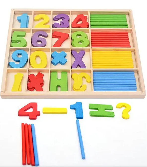 Computation Wooden Study Box Toy For Kids 32 pieces - Multicolor