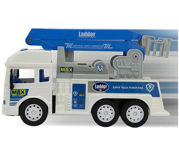 Friction Powered Crane Truck Lights And Music 6x6 Wheel Drive Road Super Truck Power Vehicle Car Toy For Kids Multicolor
