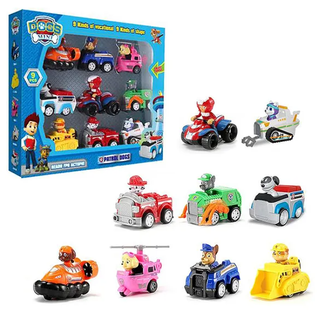 9 Pcs Dog Paw Patrol Theme Cars Toy Set Die-Cast Pull Back Cars Toys For Kids Fun Kids Engaging Dog Special Patrolling On Cars Toys - Multicolor