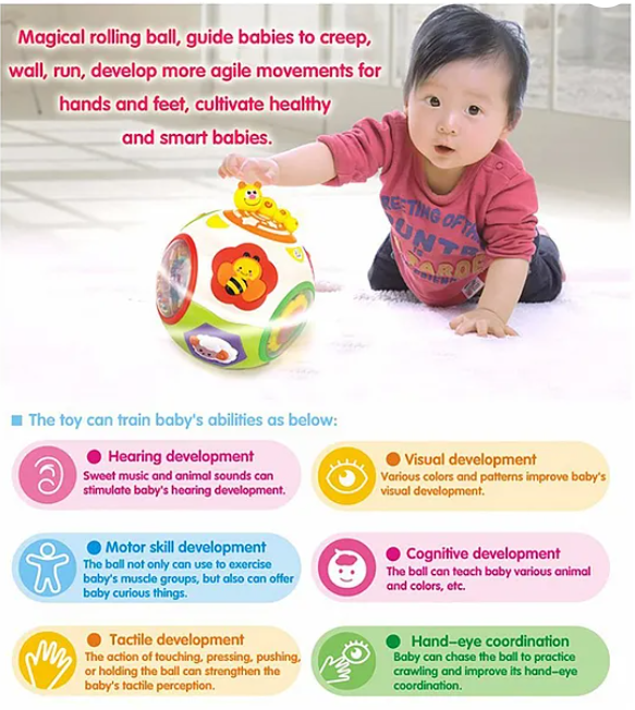 Catch-Me Activity Ball Toy With Lights And Music Early Educational Learning Toy For Kids And Babies - Multicolor