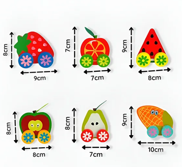Colorful Wooden Fruits Vehicles Cars