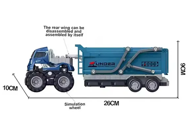 1:43 Scale Alloy Die-cast Friction Powered Sand Dumper Trailer Truck 4x4 Wheel Drive Road Truck (Pack of 1 Color May Vary)
