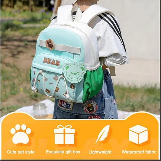 School Bags Cute Bear Paw Theme Backpack For Kids With Adjustable Straps Premium Design Bag For Kids Best For School Picnic Holidays - Height 12 Inches