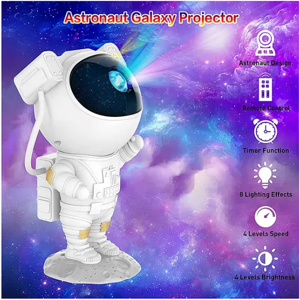 Astronaut Starry Night Light Projector Star Nebula Ceiling Sky Light Projector with Timer and Remote - Multicolor