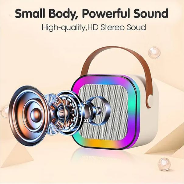 Karaoke Machine for Kids Adults Mini Portable Blue-Tooth Karaoke Speaker with Wireless Microphone and Dynamic Lights Birthday Gift Home KTV Outdoor Travel - Colors May Vary