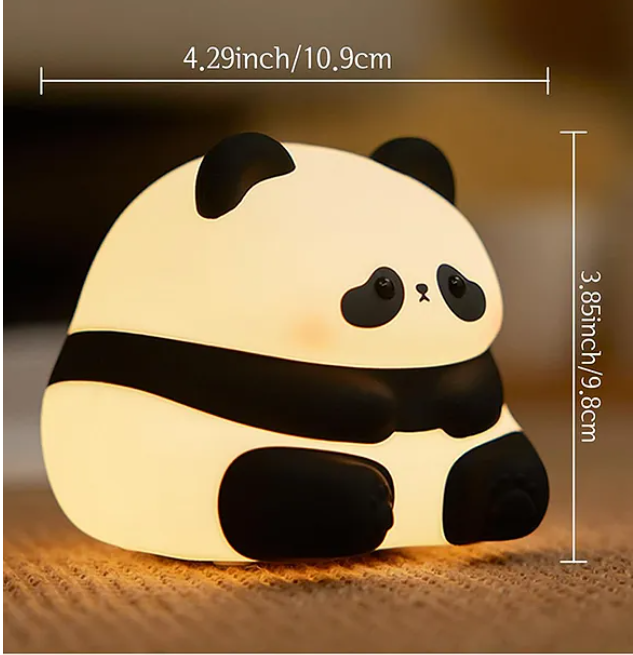 Panda Silicone Night Light Squishy LED Animal Night Light Silicone Dimmable Timed Bedside Lamp Kawaii Light Up USB Rechargeable Panda Touch Light Night Lamp Home Decor Lights With Timing Function Multicolor