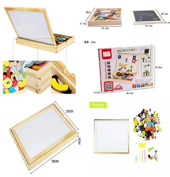 Wooden Montez Magnetic Jigsaw - Beige & Multi Colour