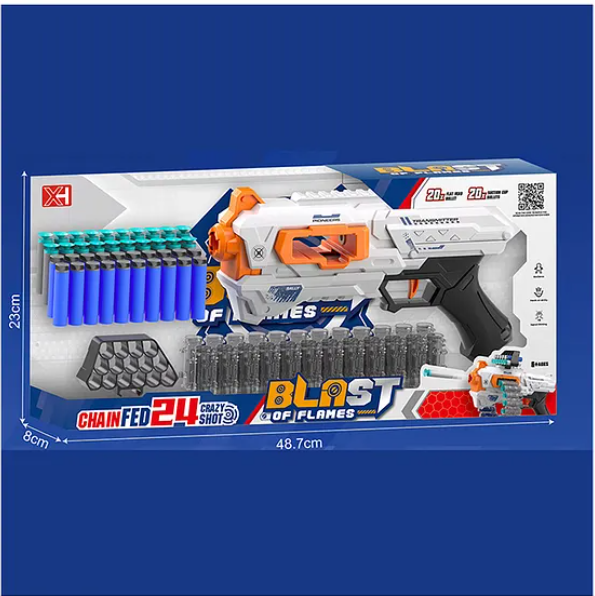 Blast of Flames Soft Bullet Gun Toys For Kids Chain Fed 24 Magazine Round Fun Entertainment Engaging Kids Toys Bullet 40 pcs - Multicolor