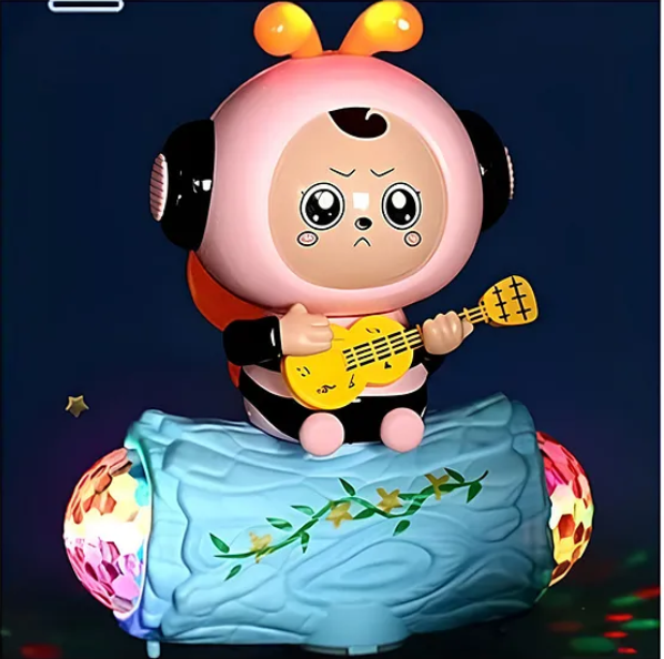 Musical Cute Face Change Little Bee Toys With 360 Degree Rotating Universal Wheel Lights And Music Kids Toys Color May Vary