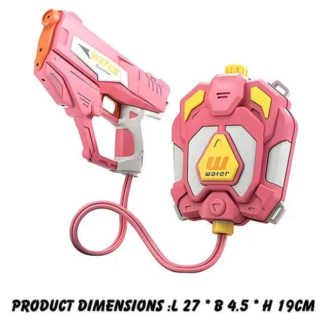 Automatic Water Gun Rechargeable, Long-Range High-Pressure holi water gun for Kids 1350ml Backpack -(Color May Vary)
