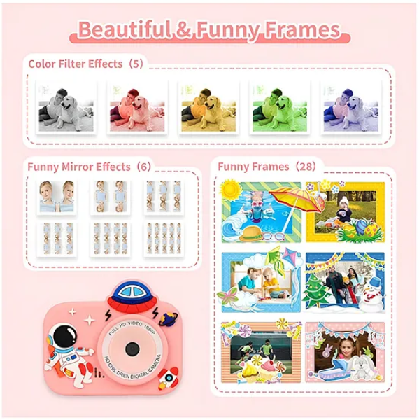Space Ultimate Digital Camera Digital Handy Portable Camera Full HD 1080P 2.0 Screen With Inbuilt Games - Pink