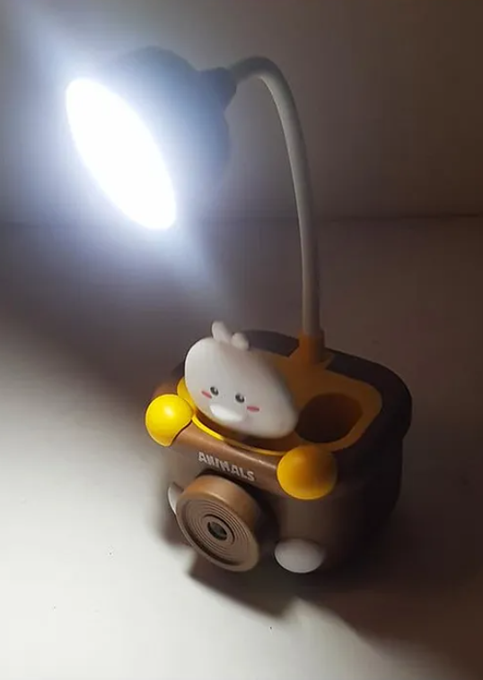 Study Lamp For Kids Cute Animal Design Rechargeable Desk Table Lamp 3 In 1 Study Desk LED Lamp With Pencil Sharpener And Pen Holder - (Pack of 1 - Design And Color May Vary)