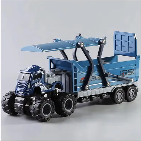 1:43 Scale Alloy Die-cast Friction Powered Sand Dumper Trailer Truck 4x4 Wheel Drive Road Truck (Pack of 1 Color May Vary)