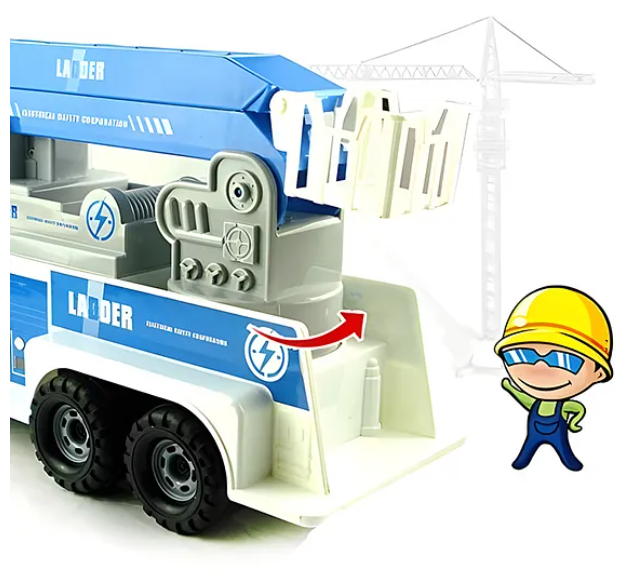 Friction Powered Crane Truck Lights And Music 6x6 Wheel Drive Road Super Truck Power Vehicle Car Toy For Kids Multicolor