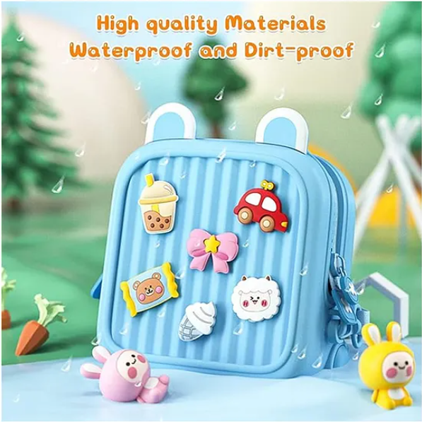 Stylish Kids Cartoon Backpack Lightweight, Durable, and Easy to Clean School bag, picnic bag for Kids (Pack of 1 Color May Vary) - Height 11.4 Inches