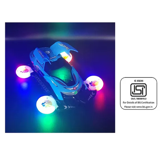 Flying Car with 360 Degree Rotating Music and 4D Lights for Kids - Blue