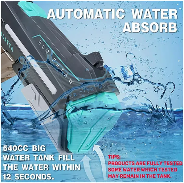 Electric water gun toy black technology repeater automatic water spray high pressure water play gun toy Electric Continuous Emission Toy summer vacation toys kids toys Summer - Multicolor